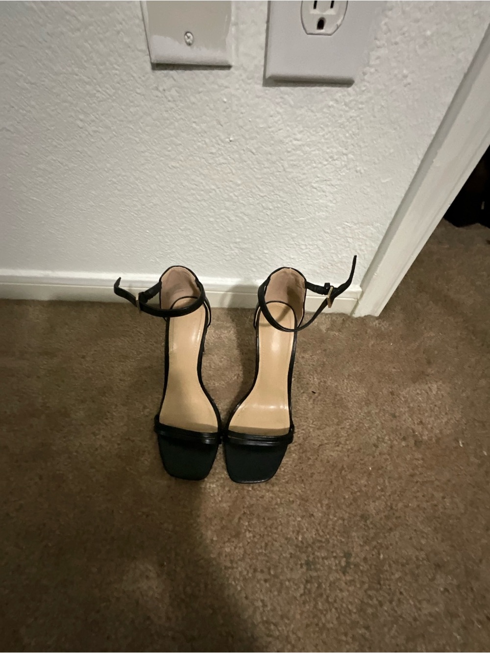Black Ankle-Strap Heeled Sandals